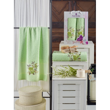 10678 Фисташковый DREAMS FLOWER махра (50х90+70х140 ) в коробке Набор полотенец MERZUKA 10678 Фисташковый DREAMS FLOWER махра (50х90+70х140 ) в коробке Набор полотенец MERZUKA