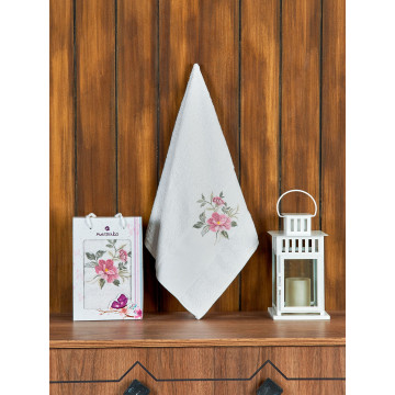 11961-Кремовый FLOWER Полотенце 50х90 в коробке MERZUKA