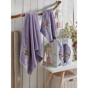 9331 Лиловый VIOLET (50х80+70х130 ) в коробке Набор полотенец MERZUKA