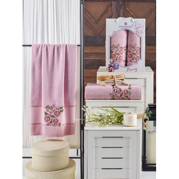 10683 Светло-розовый PANSY (50х90+70х140 ) в коробке набор полотенец MERZUKA