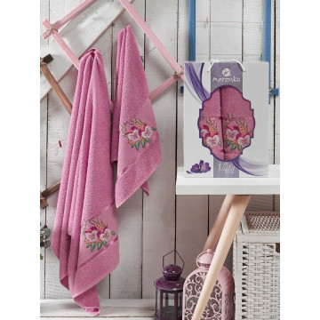 9331 Светло-лиловый VIOLET (50х80+70х130 ) в коробке Набор полотенец MERZUKA