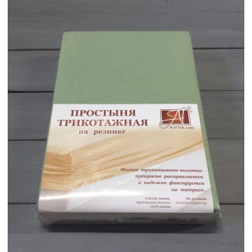 ПТР-ОЛ-180(180) Оливковый простыня трикотажная на резинке 180х200х20